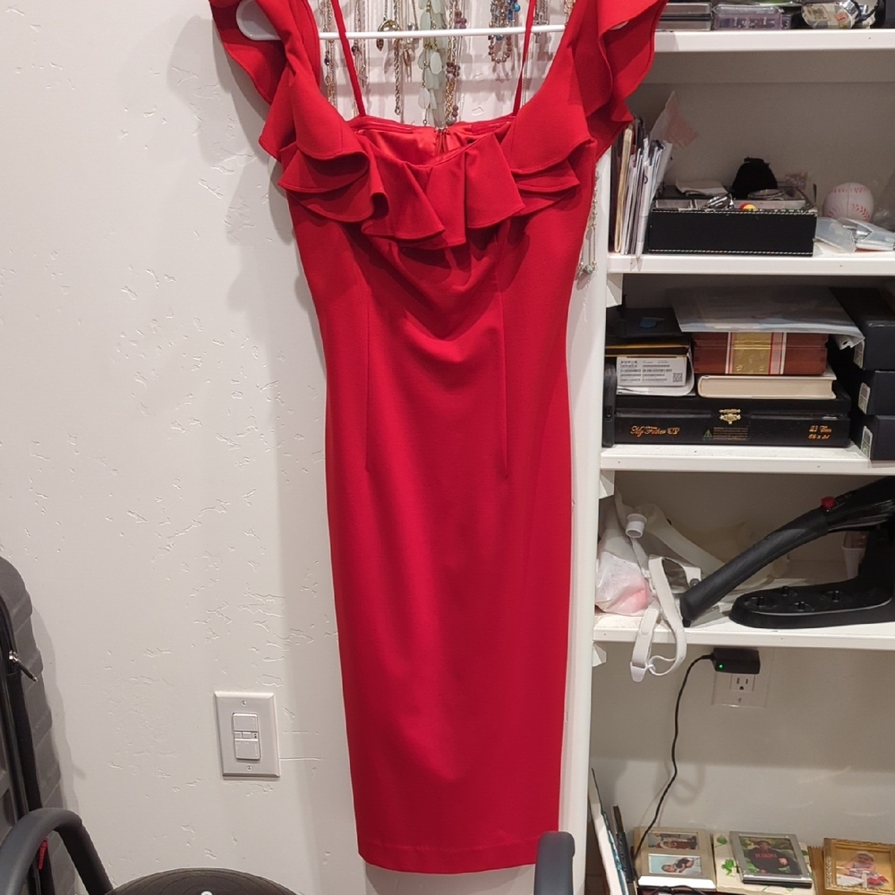 Elegant Red Ruffle Dress